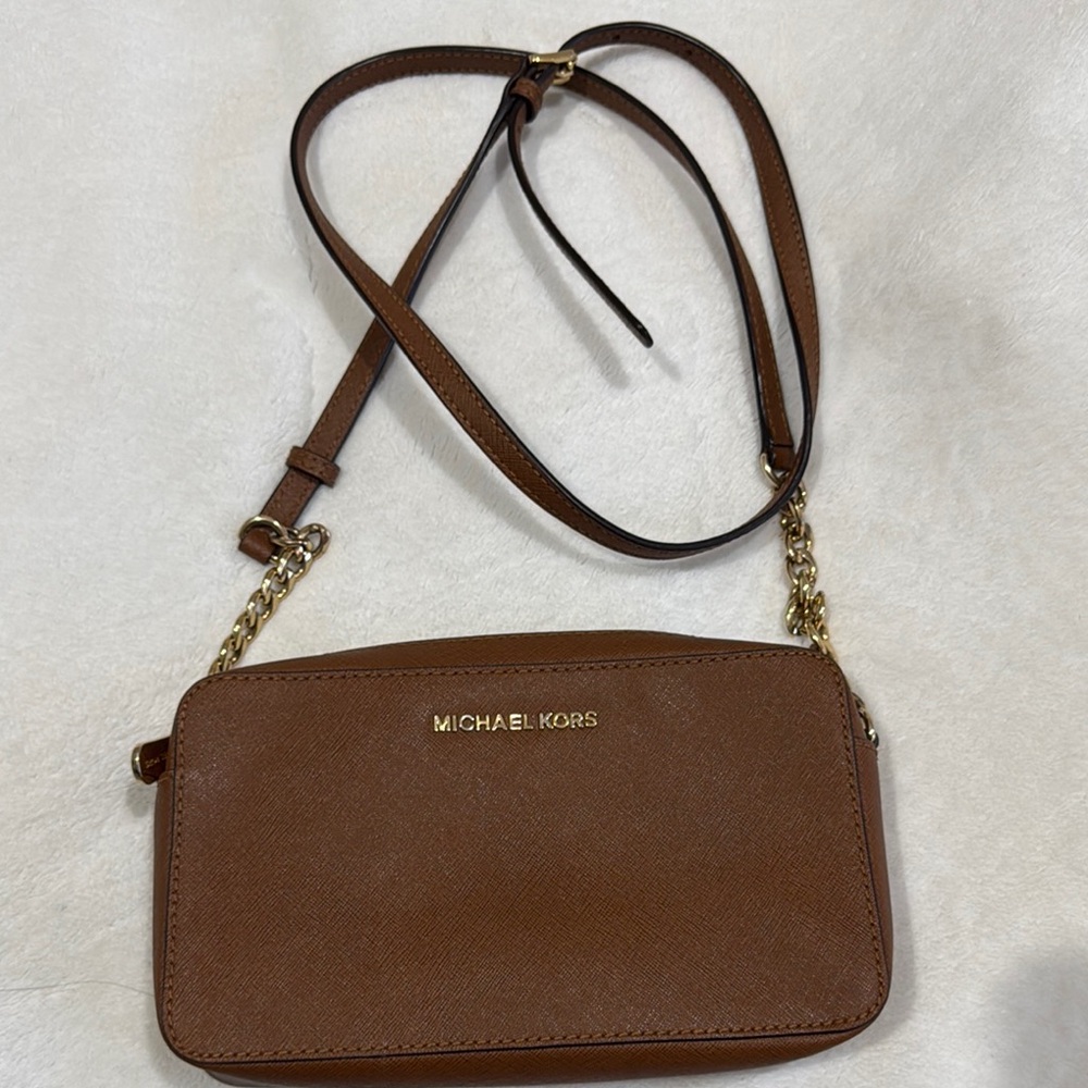Michael Kors Brown Saffiano Leather Crossbody